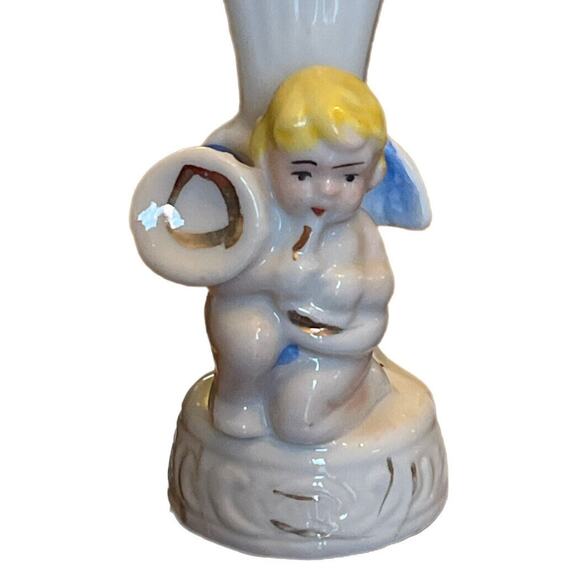Vintage 1950s MCM Mini Victorian Style Figure 3D Angel Bud Vase Japan Back Stamp - Picture 1 of 4